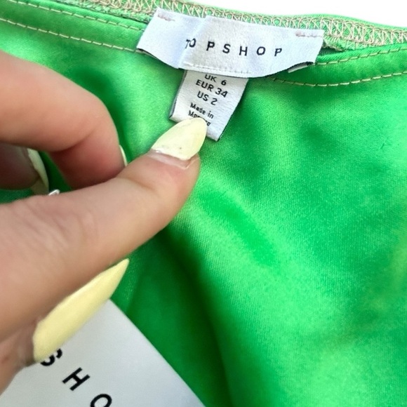 Topshop Wide Stripe Maxi Skirt Neon Green Cream Size 2 NWT - Picture 11 of 11